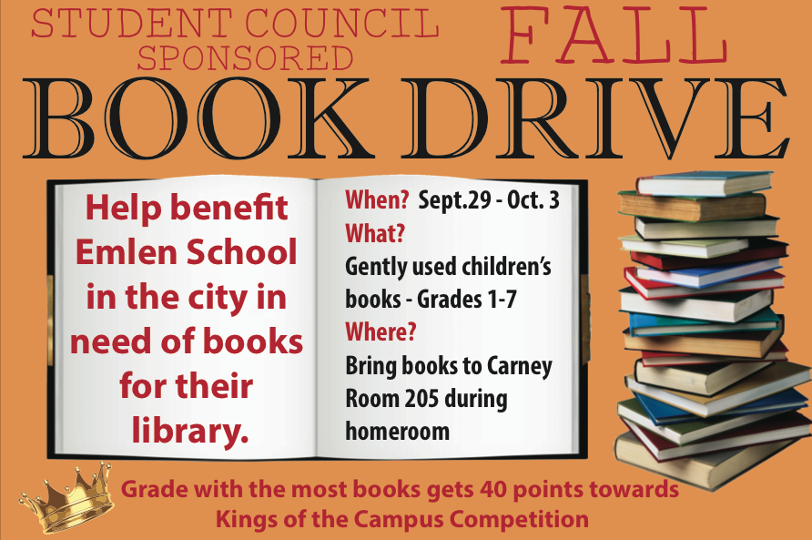 Student+Council+Collects+Books+for+a+Good+Cause